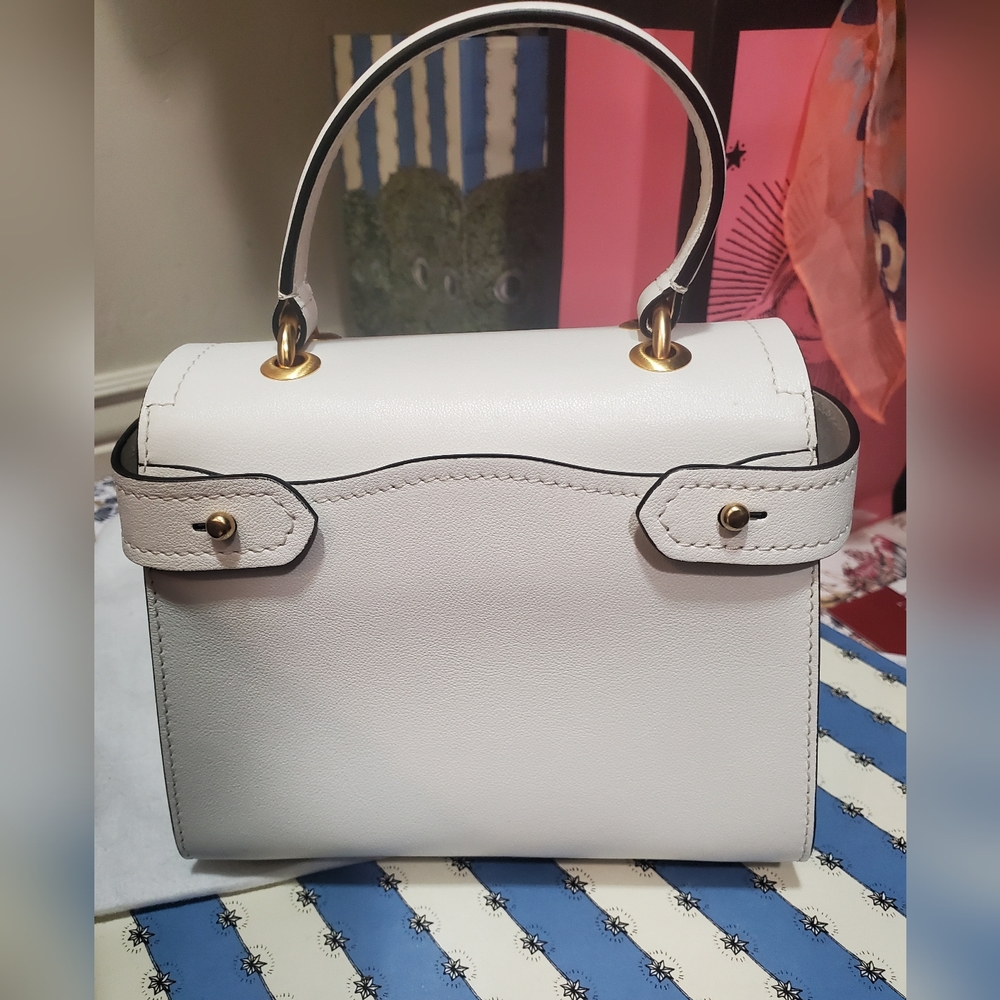 Authentic Rare Moschino White Leather Teddy Bear Satchel Bag - Picture 9 of 11